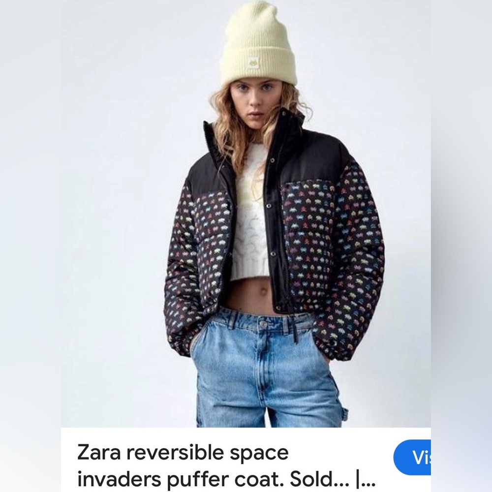 Zara Multicolor Space Invaders Puffer Jacket